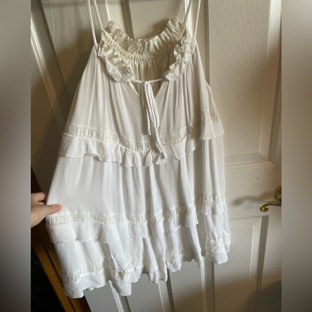 White Ruffle Bathing Suit Cover - Picture 2 of 9